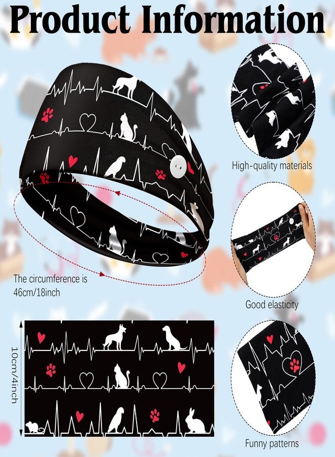 Solsew 12 Pcs Veterinary Headbands for Women Non Slip Pet Nurse Vet Tech Headbands with Buttons Paw Print Bone Twist Hair Bands for Animal Lovers Dog Mom Nurse Christmas Gifts - Image 2